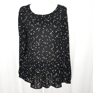 Maeve Cheyenne Peplum Blouse Black Dot Pattern
